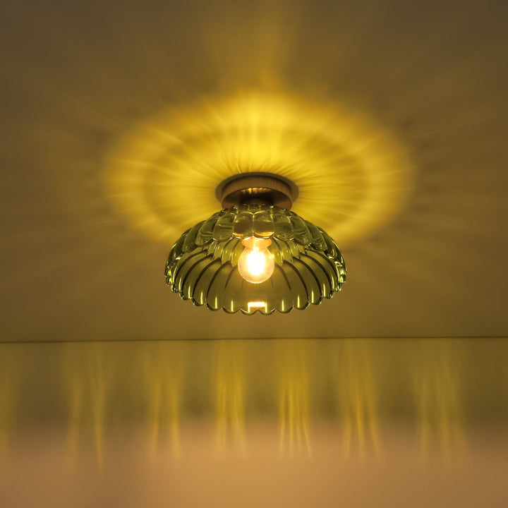 Velthra 1-Light Dimmable Glass Vintage Shaded Flush Mount(11") My Store