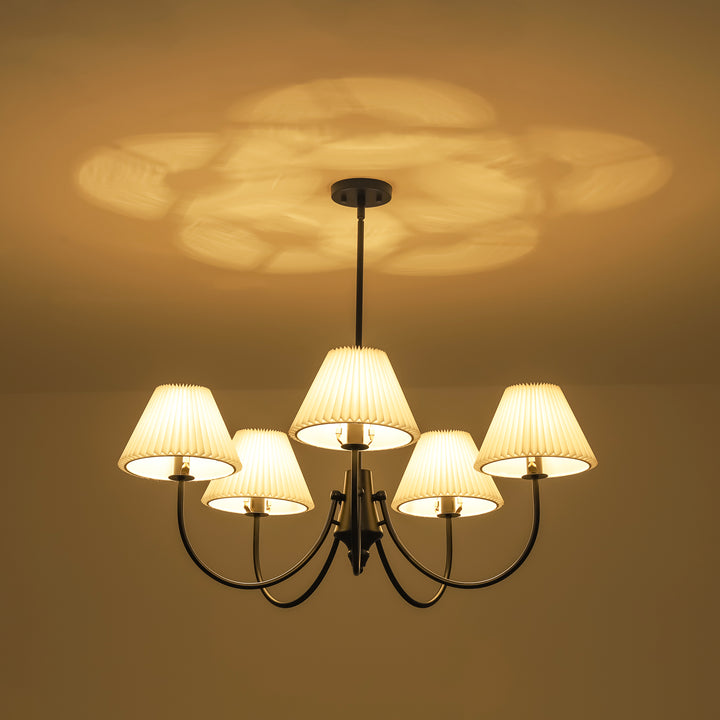 Wesley 5-Light Sputnik Cluster Cone Fabric Shade French Country Chandelier (37") Brightelier