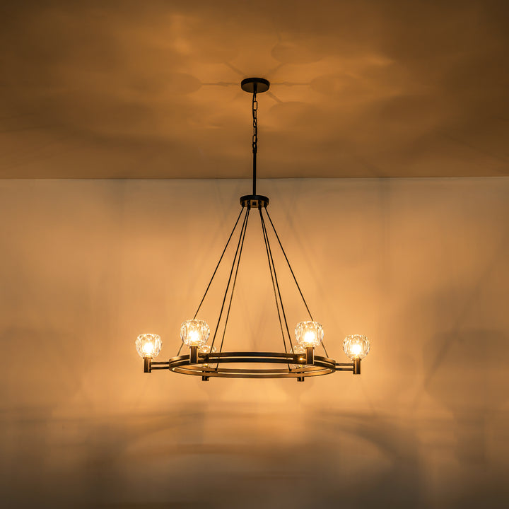 Dresqui 6-Light Dimmable Wheel Crystal Mid-Century Chandelier (35") Brightelier