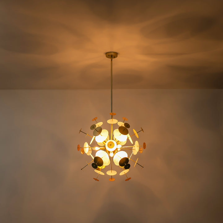 Brindlea 9-Light Linear Starburst Textured Glass Classic Glam Chandelier (28") Brightelier