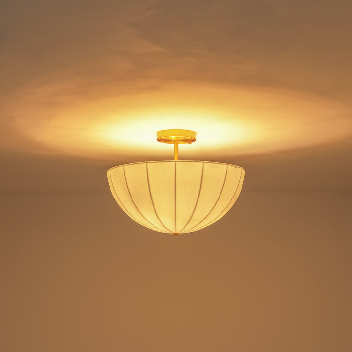 Terrana 3-Light Umbrella Fiber Shade Brass Vintage Ceiling Light (18") Brightelier