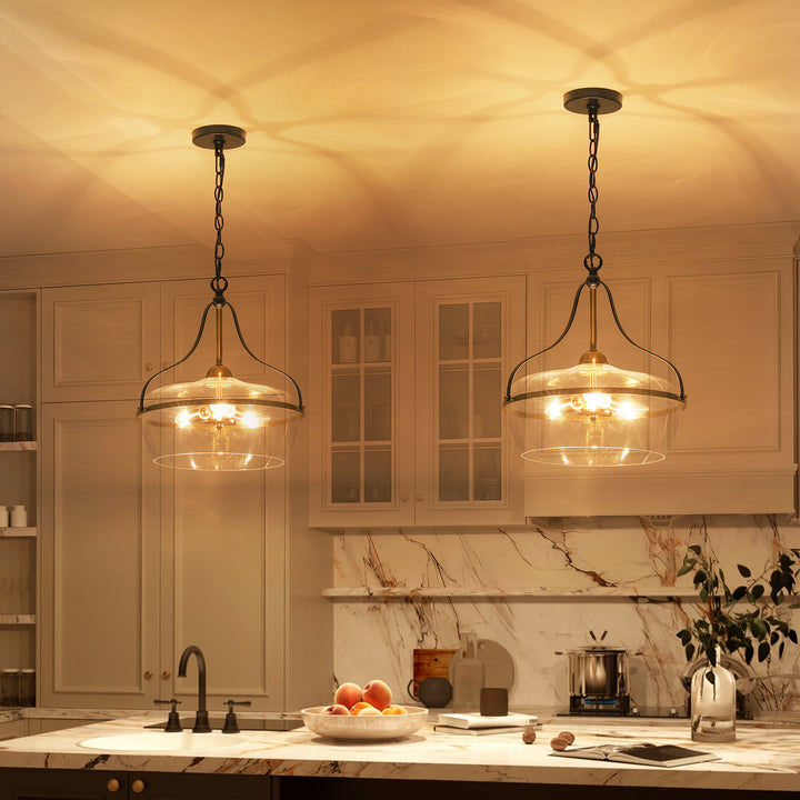 Trelham 3-Light Dimmable Glass Traditional Lantern Chandelier (16") My Store