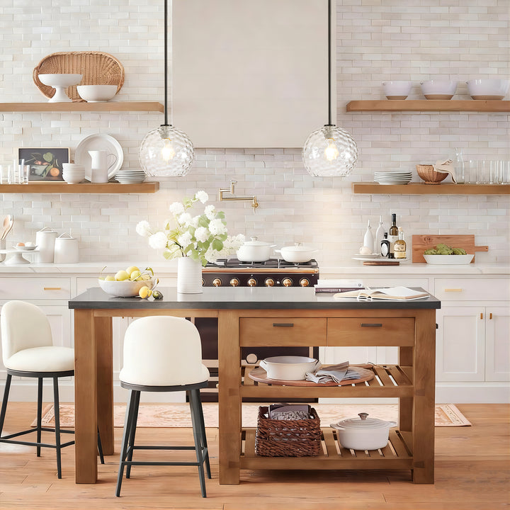 Brillara 1-Light Dimmable Stone-Pattern Glass Minimalist Dome Pendant (9") My Store