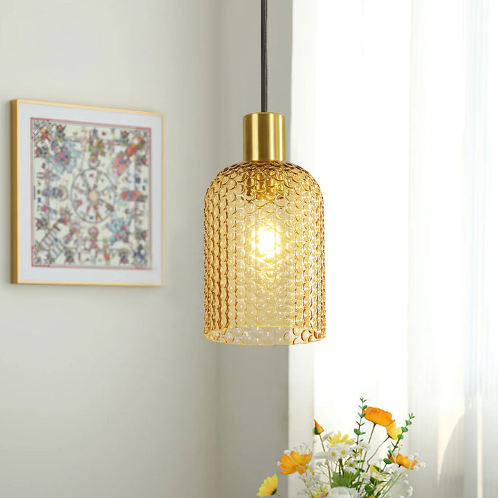 Brillara 1-Light Dimmable Clear Glass Vintage Shaded Pendant (5") My Store