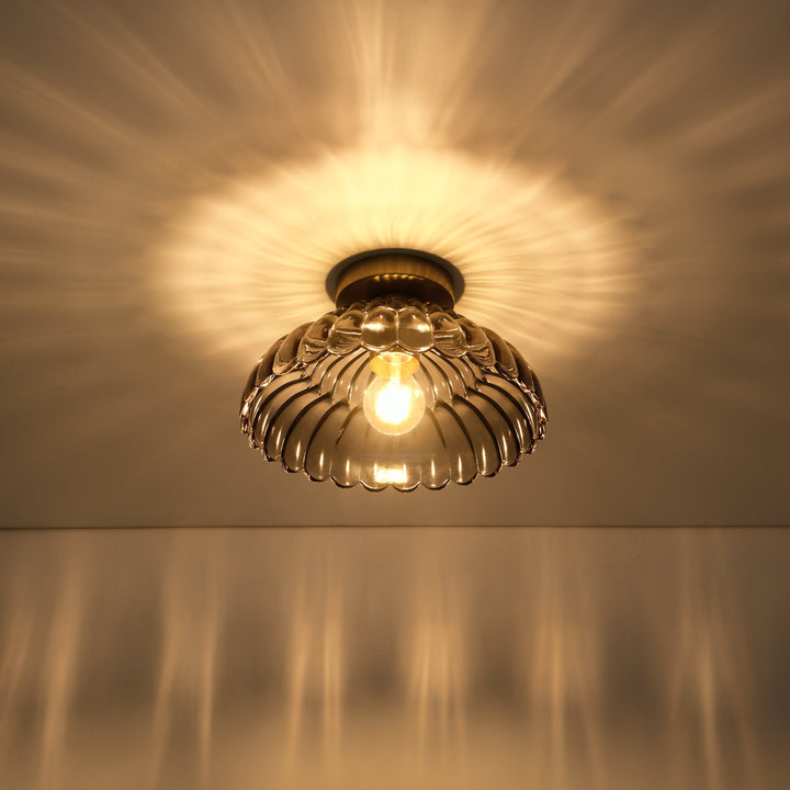 Velthra 1-Light Dimmable Glass Vintage Shaded Flush Mount(11") My Store