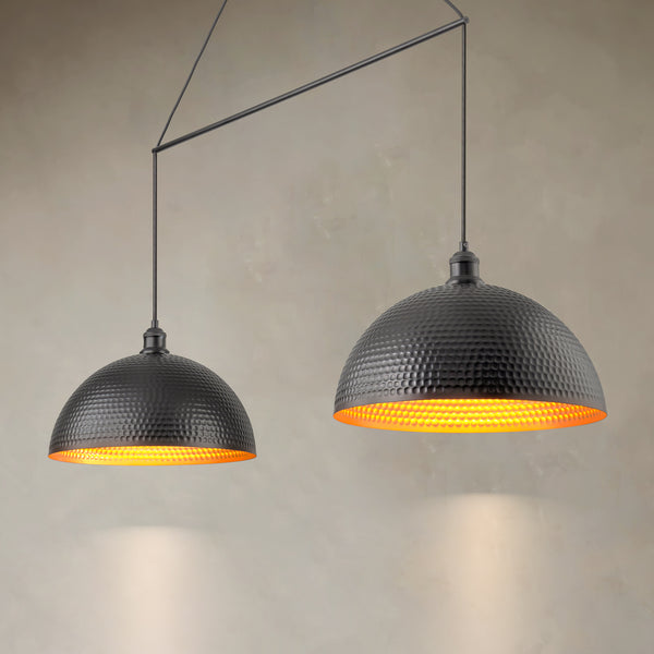 Noctiva 2-Light Linear Dome Hammered Industrial Pendant (54")