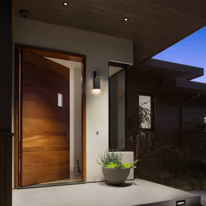 Velenta 2-Light Dimmable LED Modern Layered Block Outdoor Wall Sconce (14"） My Store