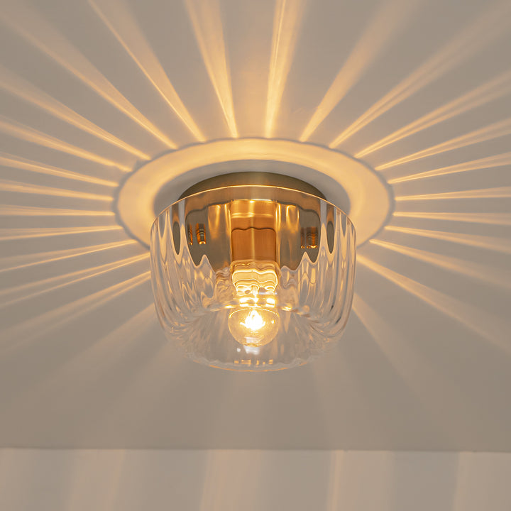 Lumisca 1-Light Dome Clear Striped Glass Modern Glam Flush Mount Ceiling Light (6") My Store