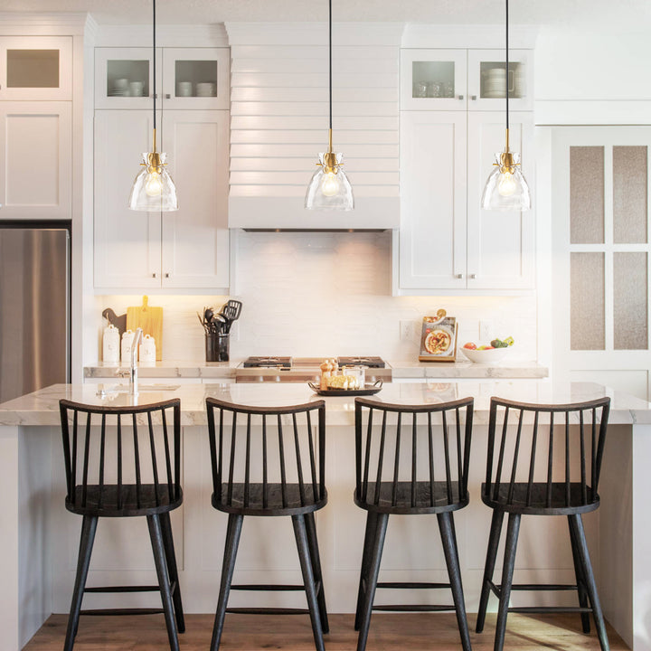 Sylvia 1-Light Waterfall Glass Hammered Dome Mid-Century Modern Pendant (6") Brightelier