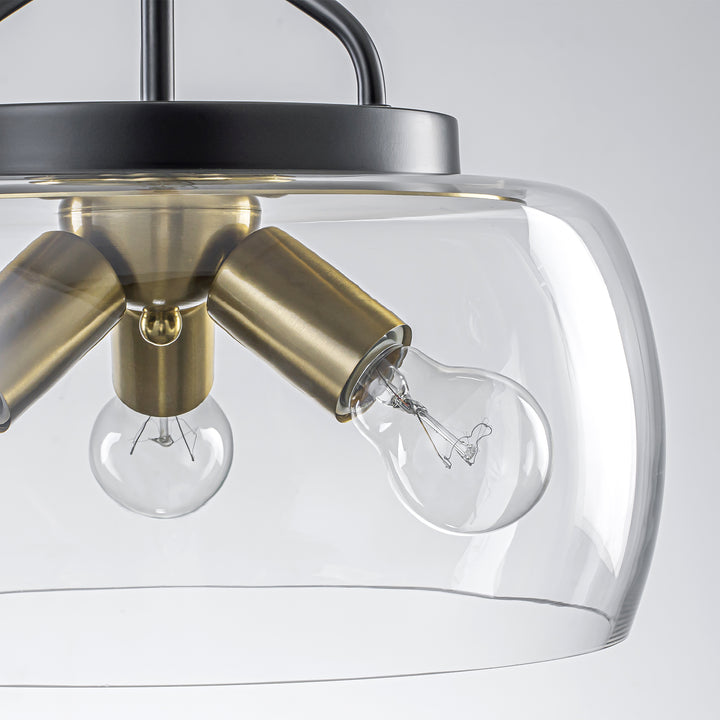 Mirevo 3-Light Dimmable Clear Glass Dome Transitional Modern Pendant (13") Brightelier