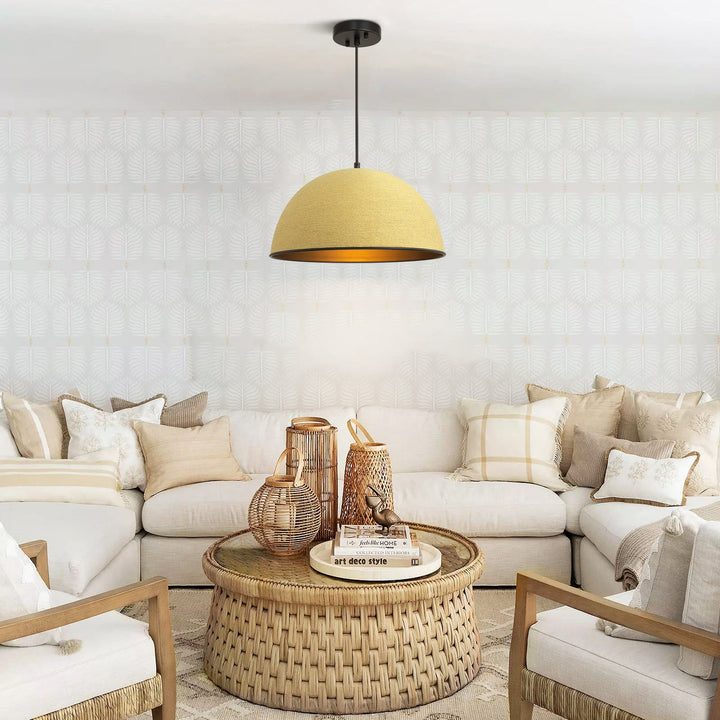 Trelis 1-Light Hand Woven Rope Dome Farmhouse Pendant (16") My Store