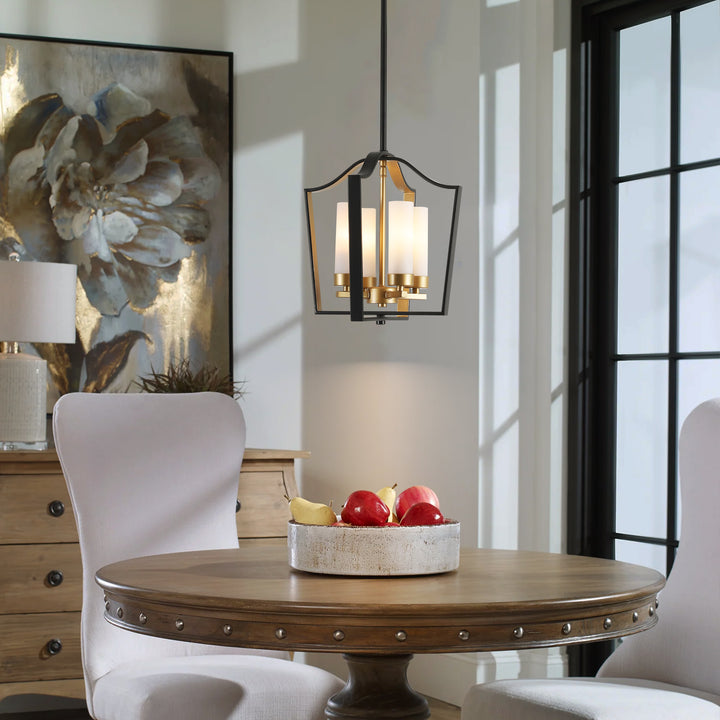 Dravyn 4-Light Dimmable Glass Industrial Cage-Frame Chandelier (13") My Store