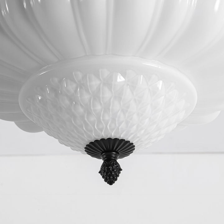 Terrana 1-Light Geometric Textured Glass Mid-Century Modern Flush Mount (13") Brightelier