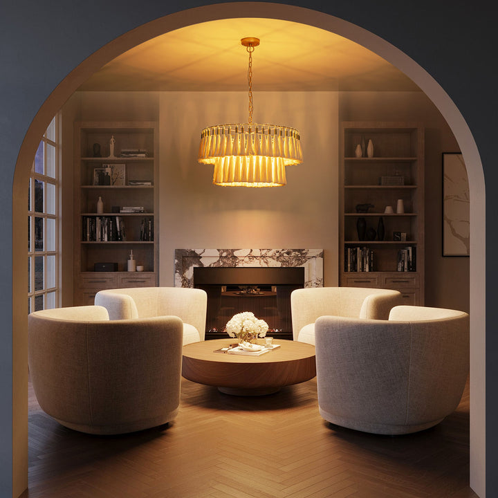 Brilune 6-Light Dimmable Fabric Bohemian Round Chandelier (23") My Store