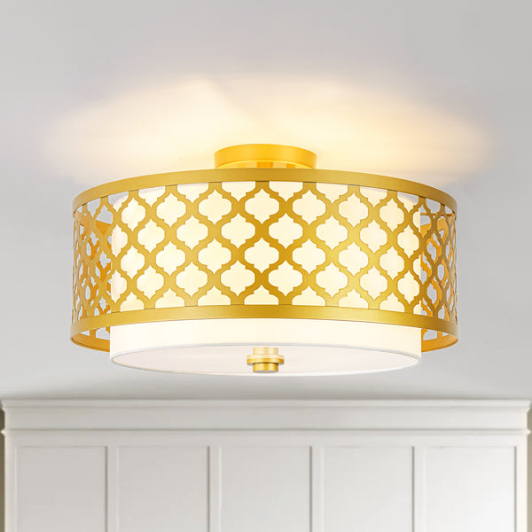 Rondira 3-Light Drum Mid-Century Modern Flush Mount (18")