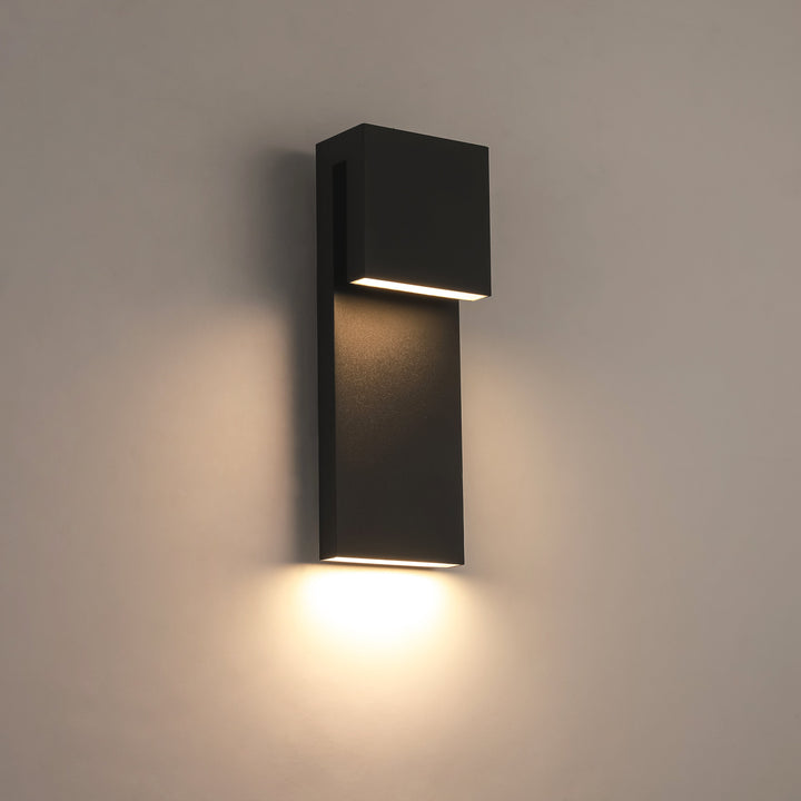 Velenta 2-Light Dimmable LED Modern Layered Block Outdoor Wall Sconce (14"） My Store