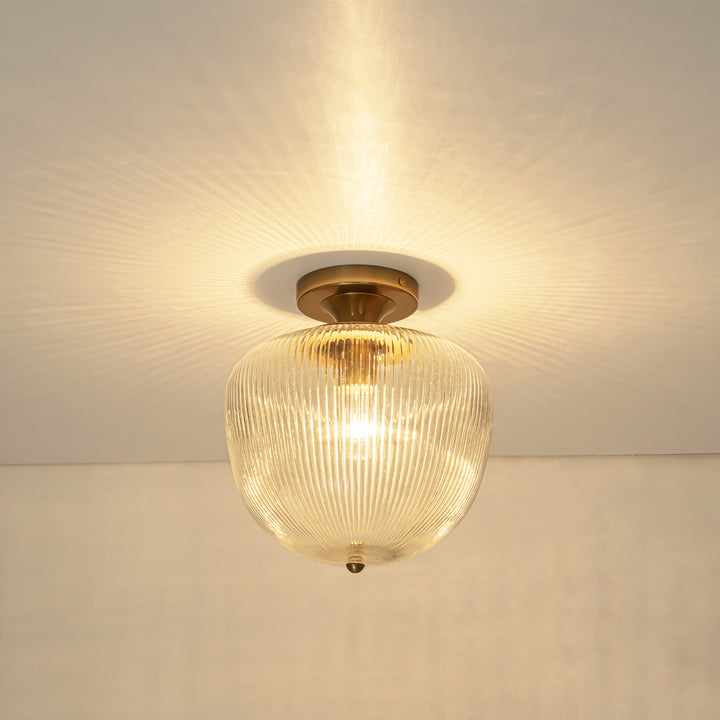 Terrana 1-Light Ribbed Glass Mid-Century Modern Semi-Flush Mount (10") Brightelier
