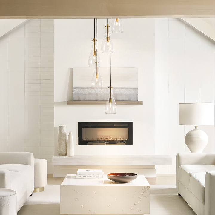 Brillara 5-Light Dimmable Clear Goblet Glass Transitional Pendant (16") Brightelier