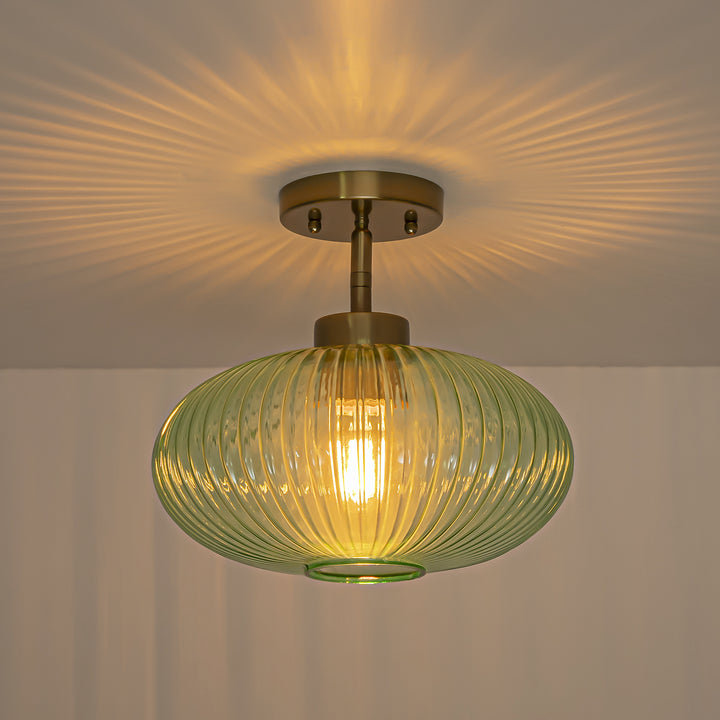 Brillara 1-Light Lantern Shape Semi-Flush Mount Light (12") Brightelier