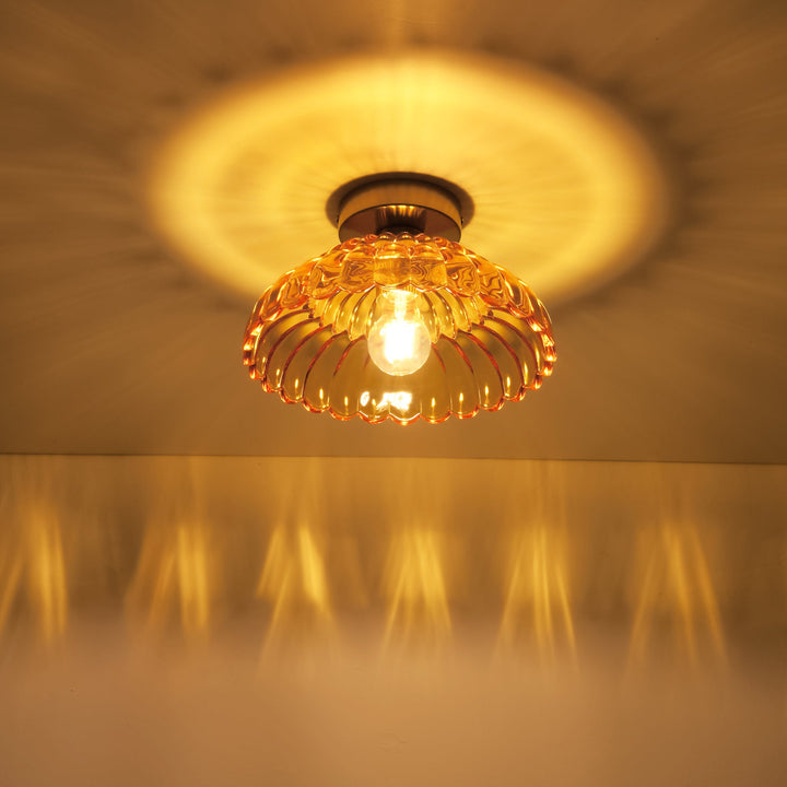 Velthra 1-Light Dimmable Glass Vintage Shaded Flush Mount(11") My Store