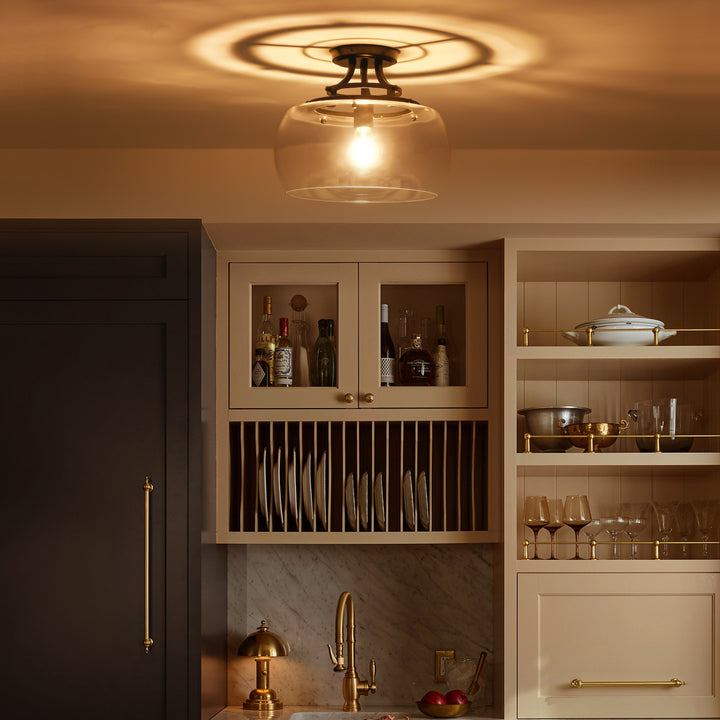 Brillara 1-Light Clear Glass Dome Modern Semi-Flush Mount Light (12") Brightelier