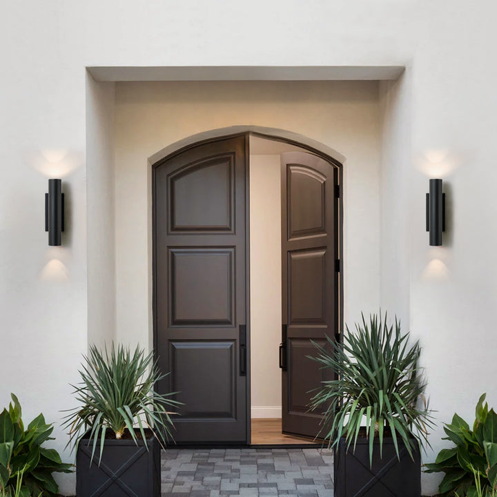 Tivora 1-Light Dimmable Aluminum LED Modern Cylindrical Outdoor Wall Sconce (15") Brightelier