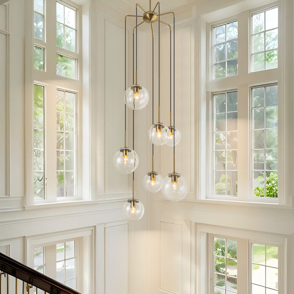 Veylin 7-Light Dimmable Modern Linear Glass Globe Chandelier (23")