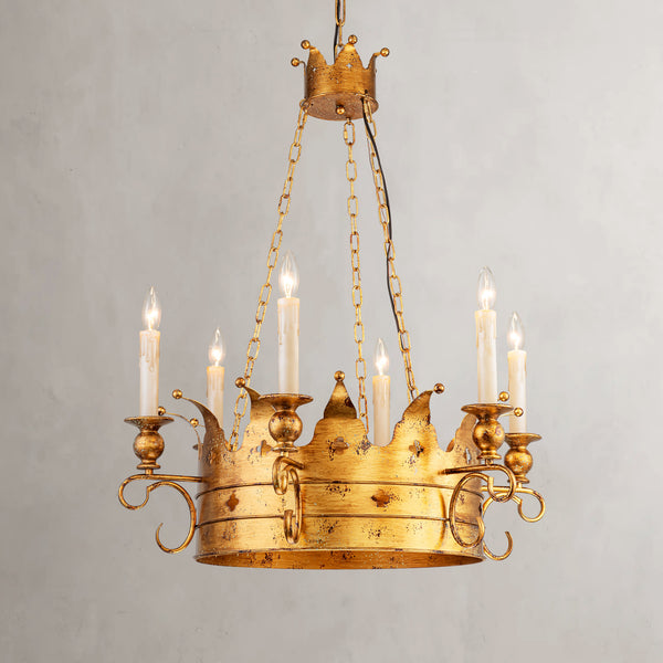 Velrora 6-Light Dimmable Vintage Crown Style Chandelier (24") Brightelier