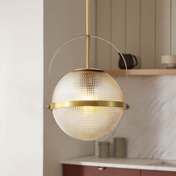 Brillara 1-Light Dimmable Grid Glass Minimalist Globe Pendant (9") Brightelier