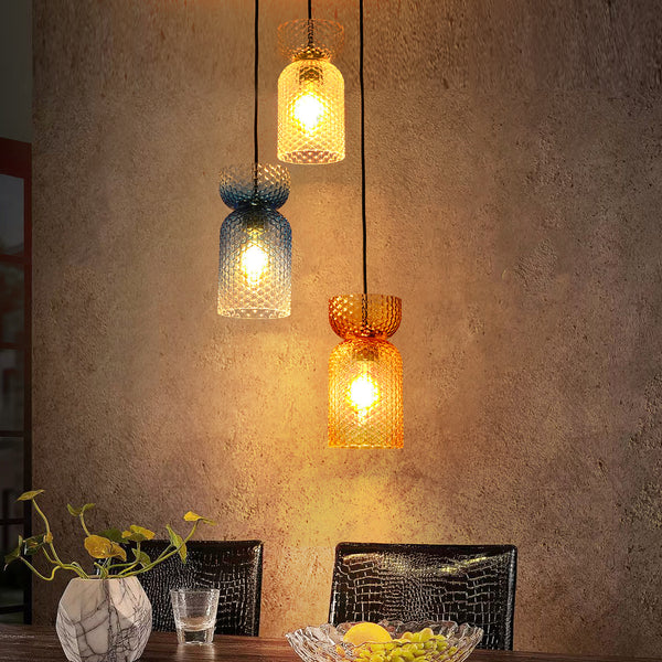 Brillara 3-Light Dimmable Colored Glass Transitional Shaded Pendant (15")