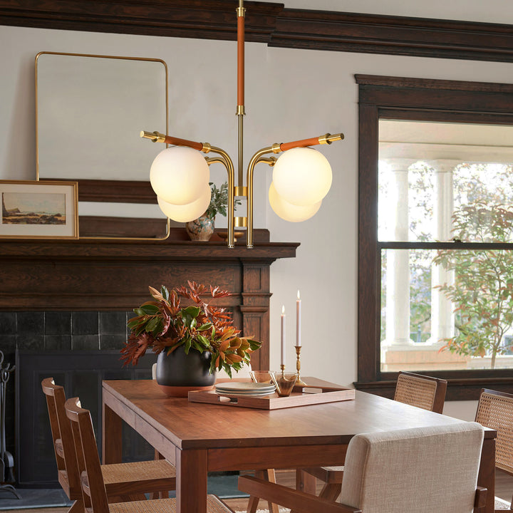 Veylin 4-Light Dimmable Glass Modern Globe Chandelier (27") Brightelier