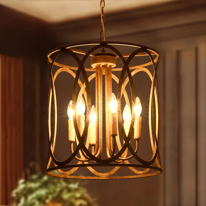 Dravyn 4-Light Dimmable Rustic Caged Chandelier (17") My Store