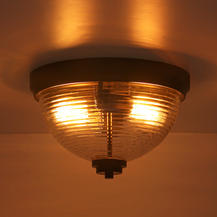 Velroa 2-Light Dimmable Glass Industrial Dome Flush Mount (12") My Store