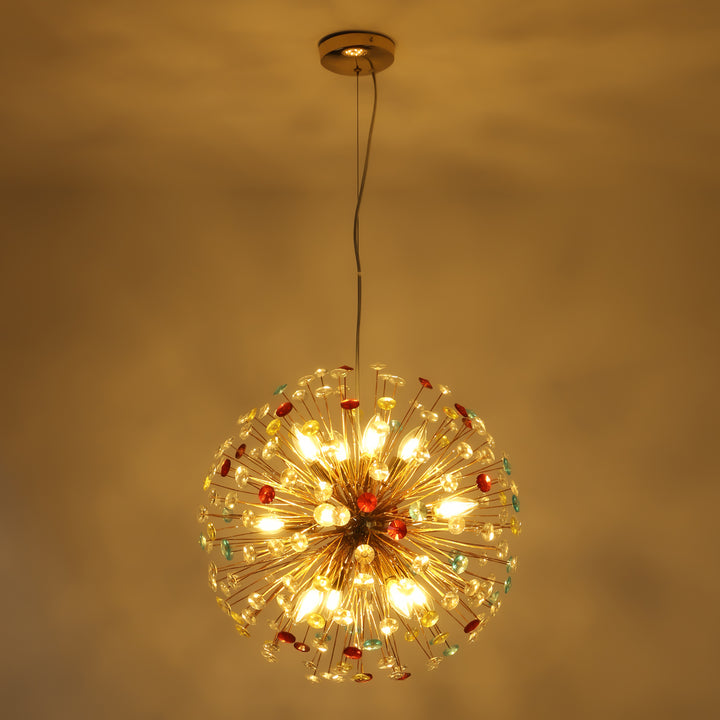 Eclipsa 12-Light Linear Crystal Starburst Firework Glam Pendant (22") My Store