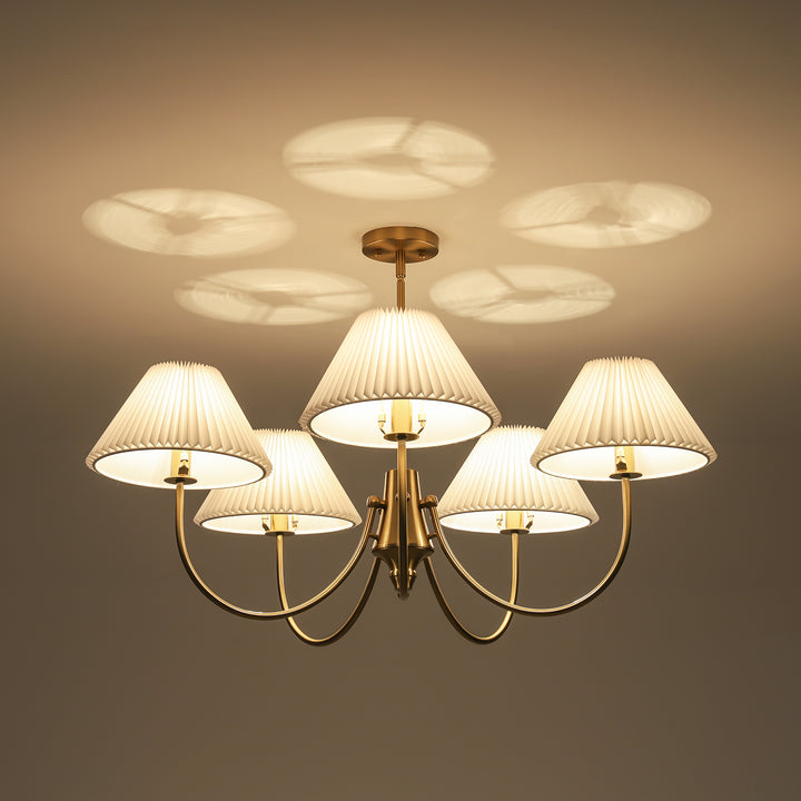 Wesley 5-Light Sputnik Cluster Cone Fabric Shade French Country Chandelier (37") Brightelier