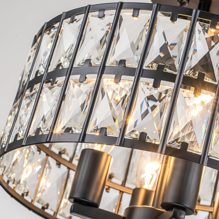 Brindlea 4-Light Dimmable Crystal Drum Glam Semi-Flush Mount (13") My Store
