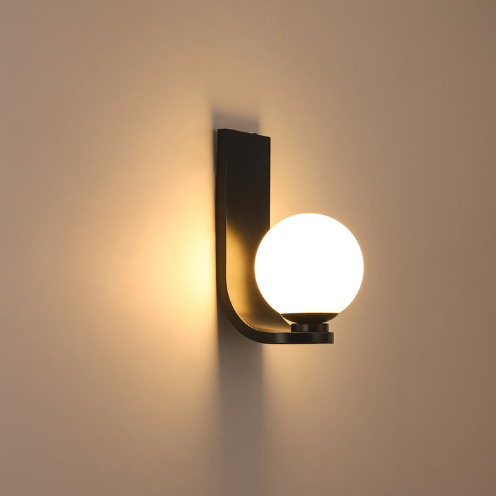 Tranquix 1-Light Matte Black J-Shaped Wall Sconce (8") Brightelier