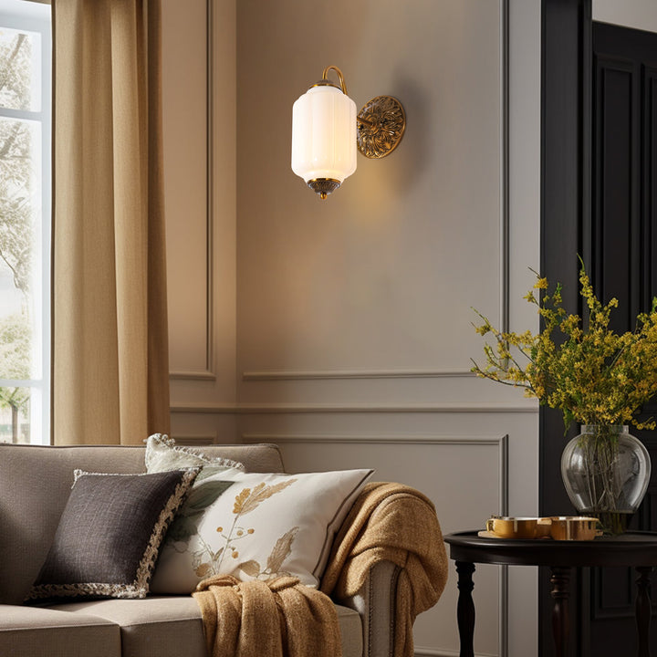 Tranquix 1-Light French Retro Copper Glass Wall Sconce (10") Brightelier