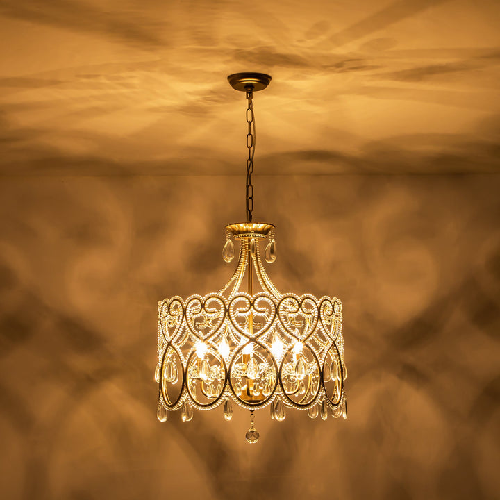 Avelon 5-Light Crystal Candle Drum Mid-Century Chandelier (20") My Store