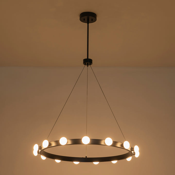 Glintory 12-Light LED Wagon Wheel Integrated Modern Chandelier (34") Brightelier