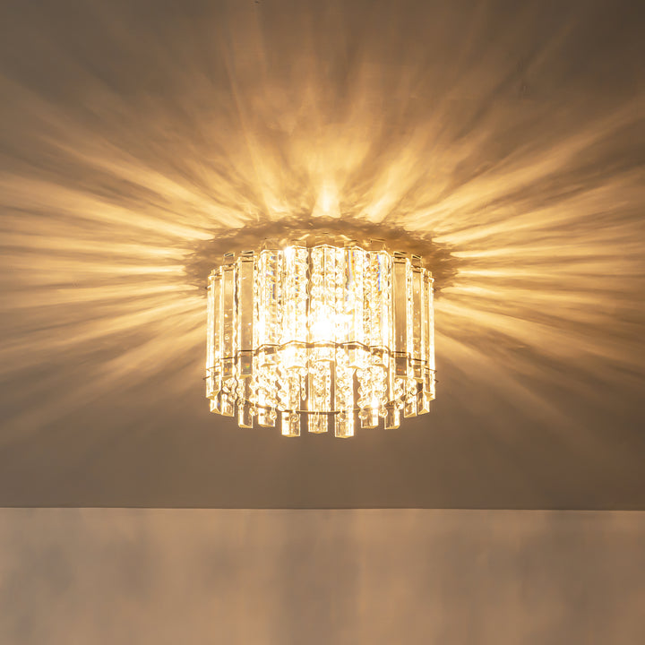 Brindlea 4-Light Cylinder Drum Crystal Flush Mount (14") Brightelier