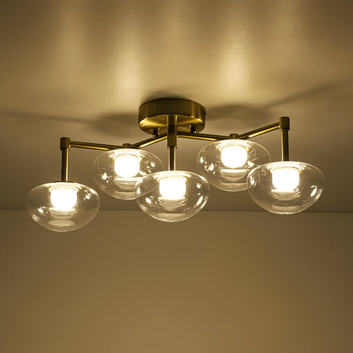 Veylin 5-Light Dimmable LED Glass Modern Flat Globe Wall/Ceiling Mounted Light(20") My Store