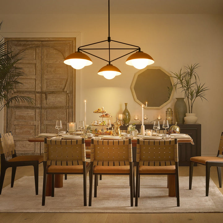 Velroa 3-Light Dimmable Glass Industrial Dome Shaded Chandelier (42") My Store