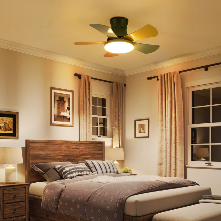 Stelo Dimmable LED Flush Mount Glam Ceiling Fan Light (35") Brightelier