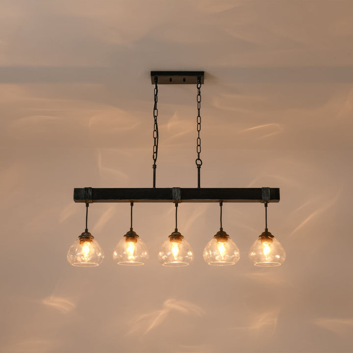 Zenvia 5-Light Dimmable Glass Transitional Linear Chandelier(39") My Store