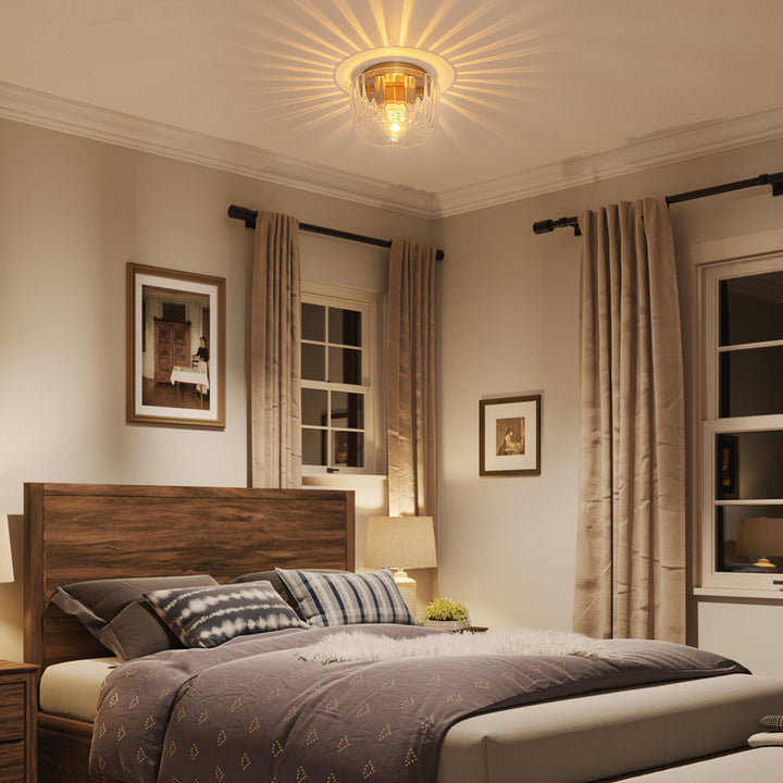 Lumisca 1-Light Dome Clear Striped Glass Modern Glam Flush Mount Ceiling Light (6") My Store