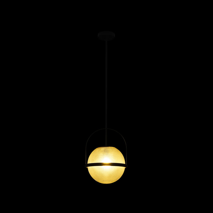 Brillara 1-Light Dimmable Grid Glass Minimalist Dome Pendant (9") Brightelier