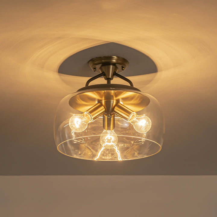 Mirevo 3-Light Dimmable Clear Glass Dome Transitional Modern Pendant (13") Brightelier
