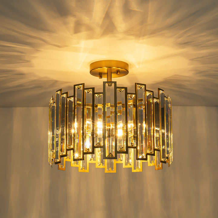 Brindlea 5-Light Cage Cylinder Drum Modern Glam Semi-Flush Mount (14") Brightelier