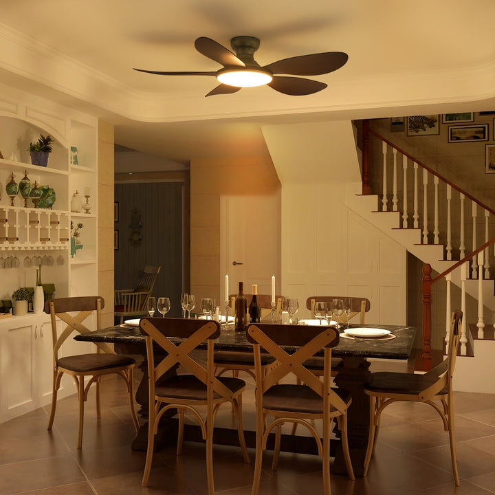 Stelo Dimmable LED Flush Mount Mid-Century Modern Large Ceiling Fan Light (51") Brightelier